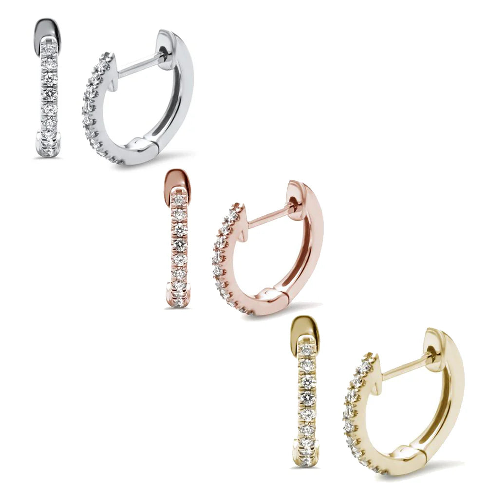 Diamond Hoop Huggie Earrings