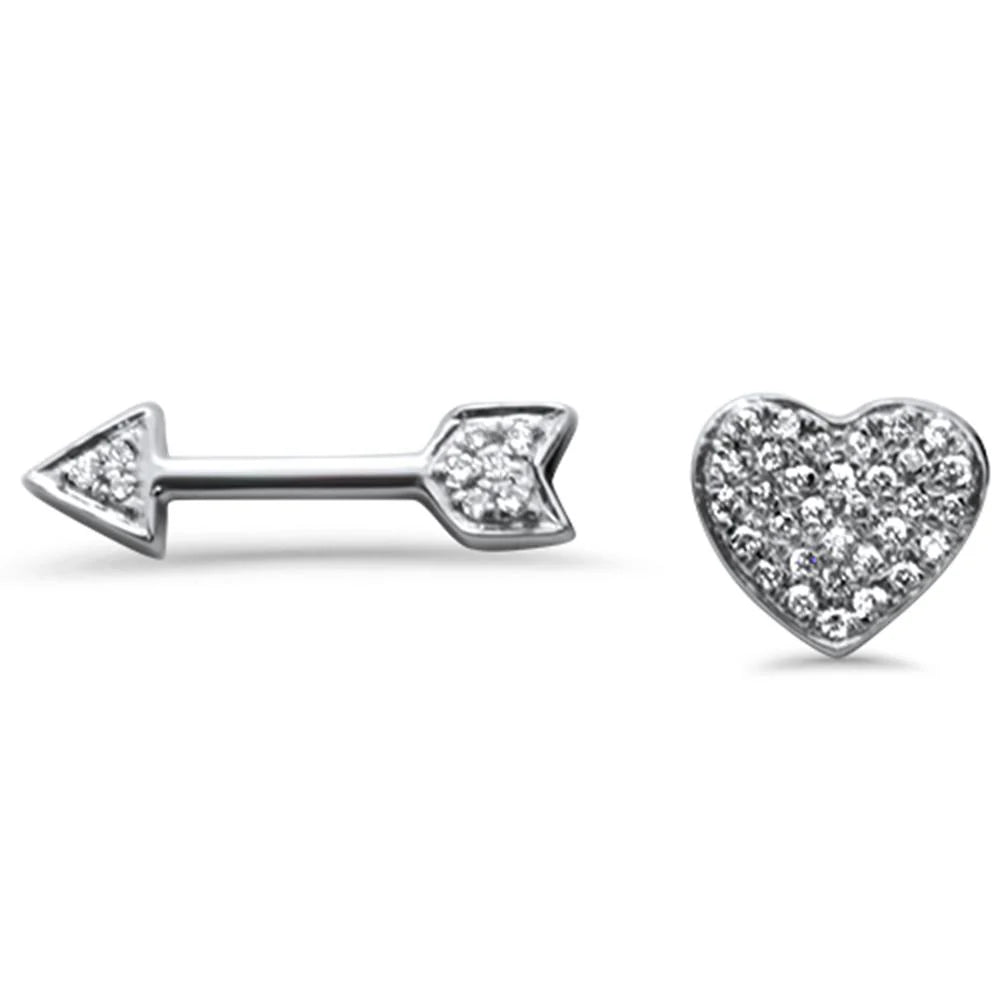 Gold Heart & Arrow Stud Diamond Earrings