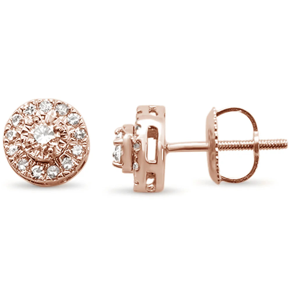 Gold Diamond Round Stud Earrings
