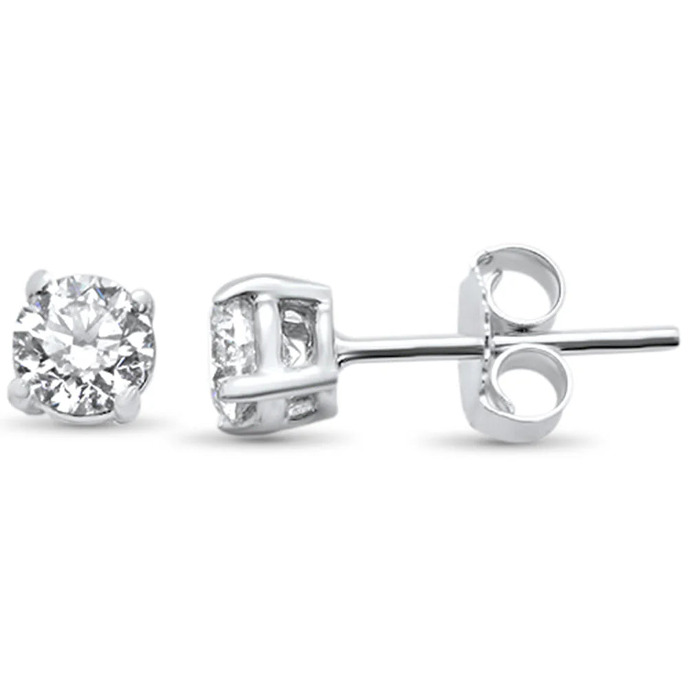 1.22ct 14K White Gold Round Diamond Solitaire Earrings