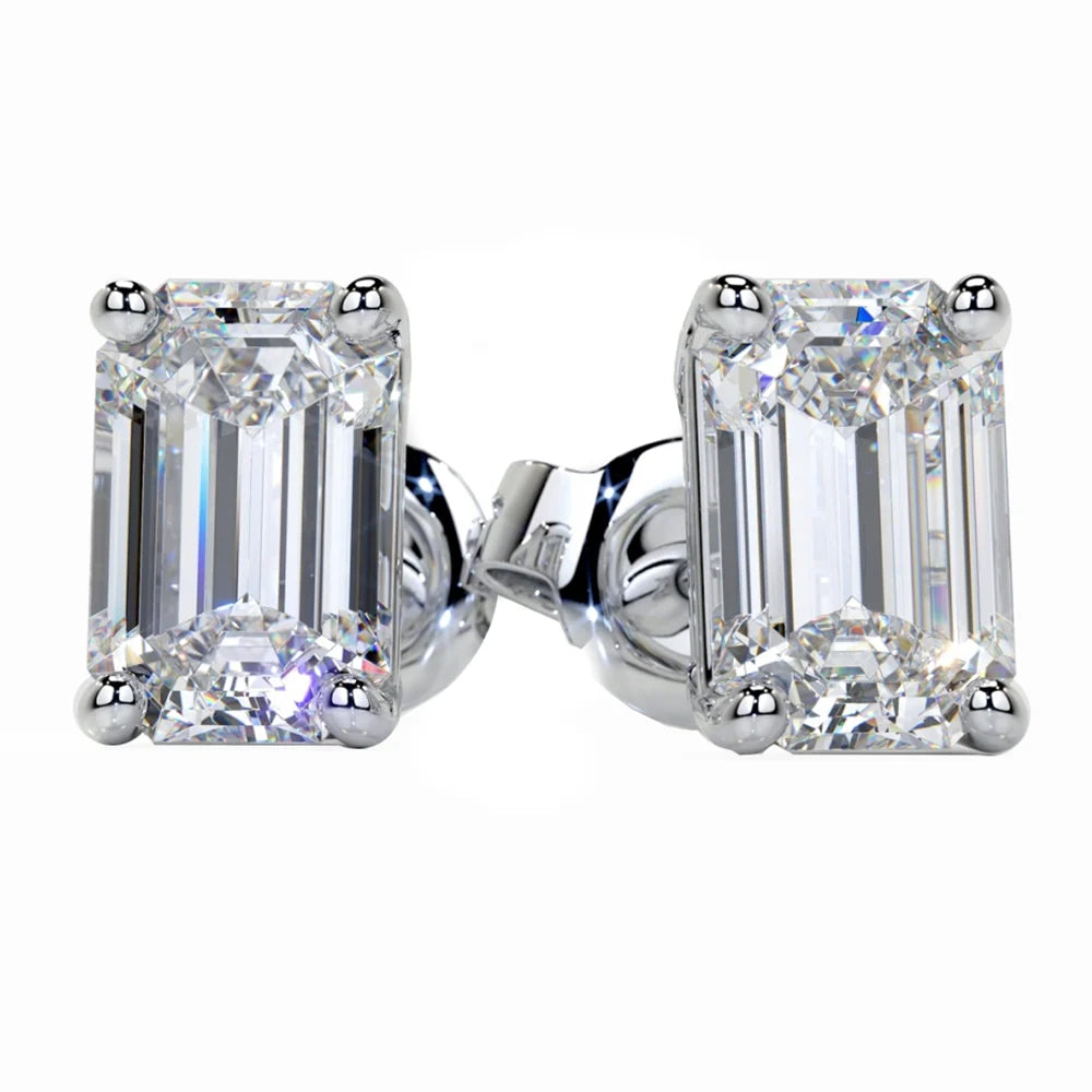 1.02ct White Gold Diamond Radiant Cut Solitaire Stud Earrings