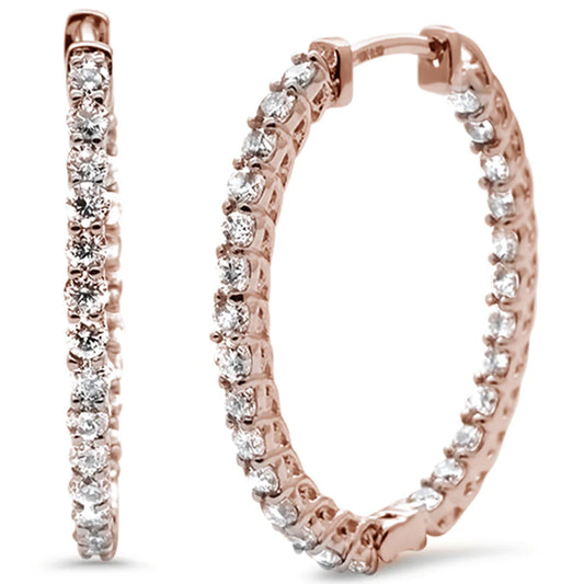 Rose Gold Diamond Hoop Huggie Earrings