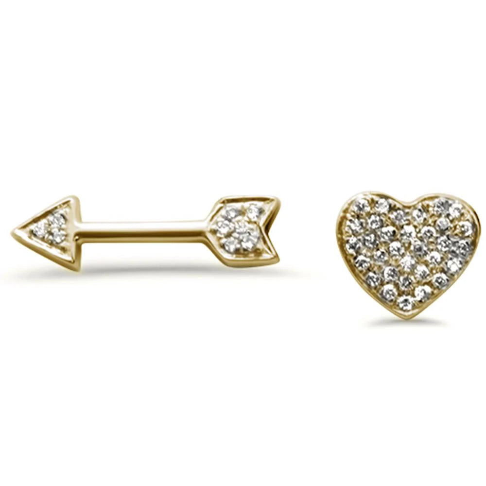 Gold Heart & Arrow Stud Diamond Earrings