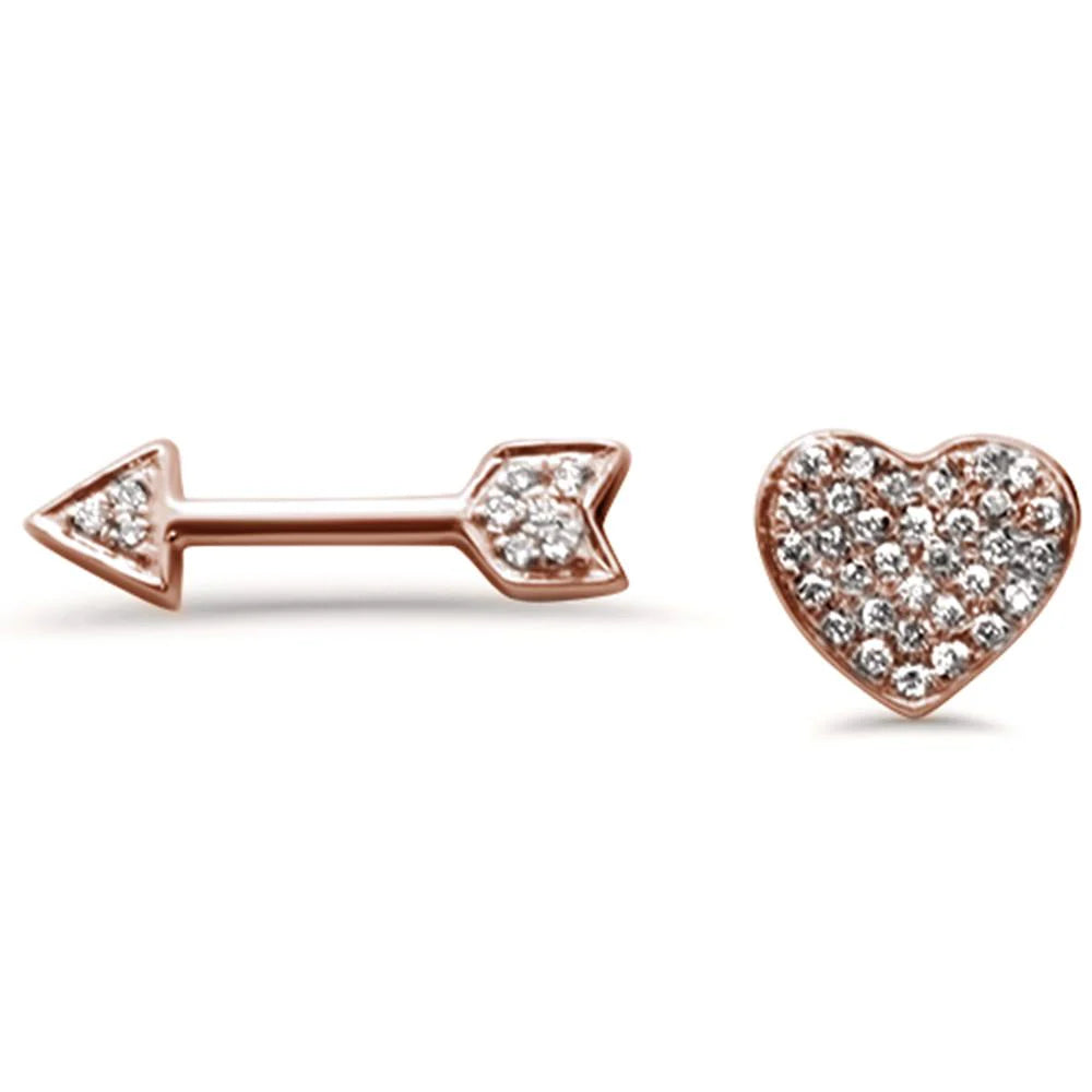 Gold Heart & Arrow Stud Diamond Earrings