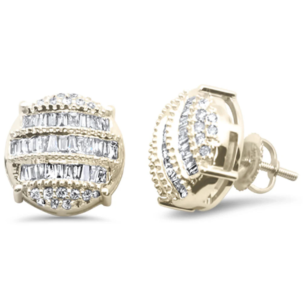 Gold Round & Baguette Diamond Earrings