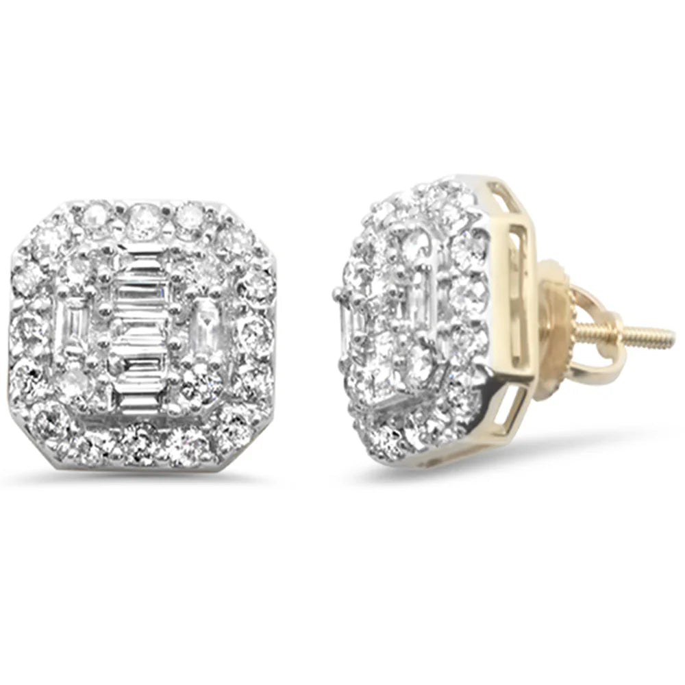 Cushion Shaped Round & Baguette Diamond Halo Earrings