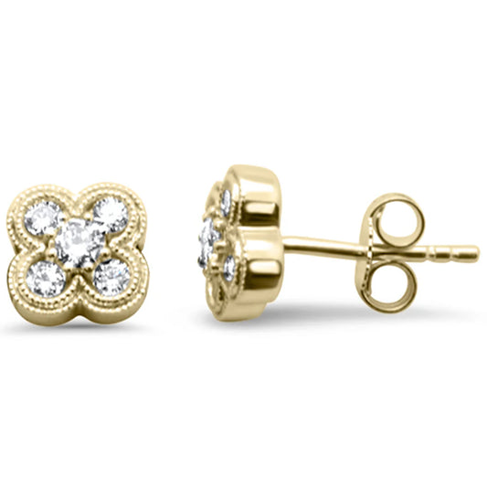 Diamond Clover 14K  Stud Earrings