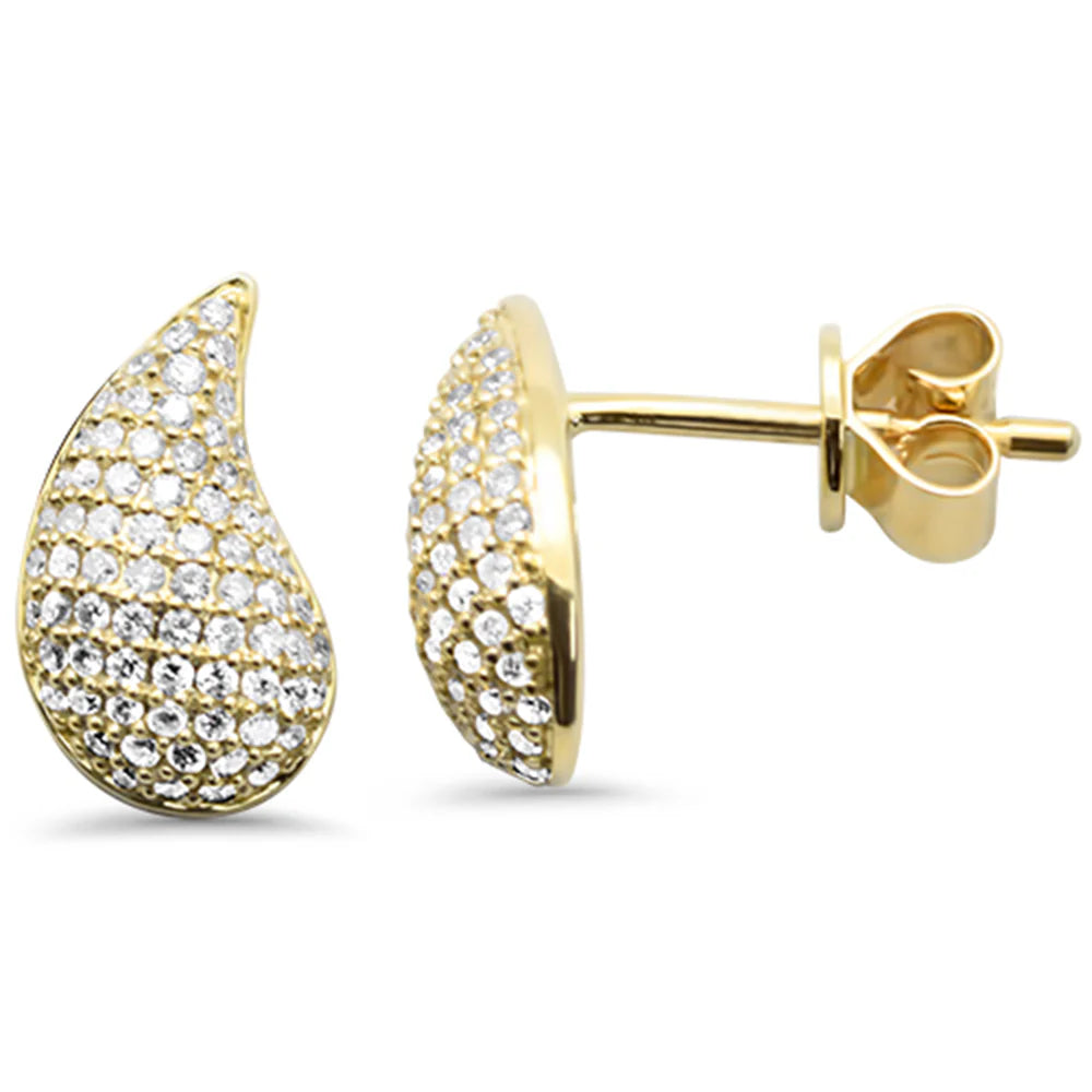 Pave Set Diamond Teardrop Style Earrings