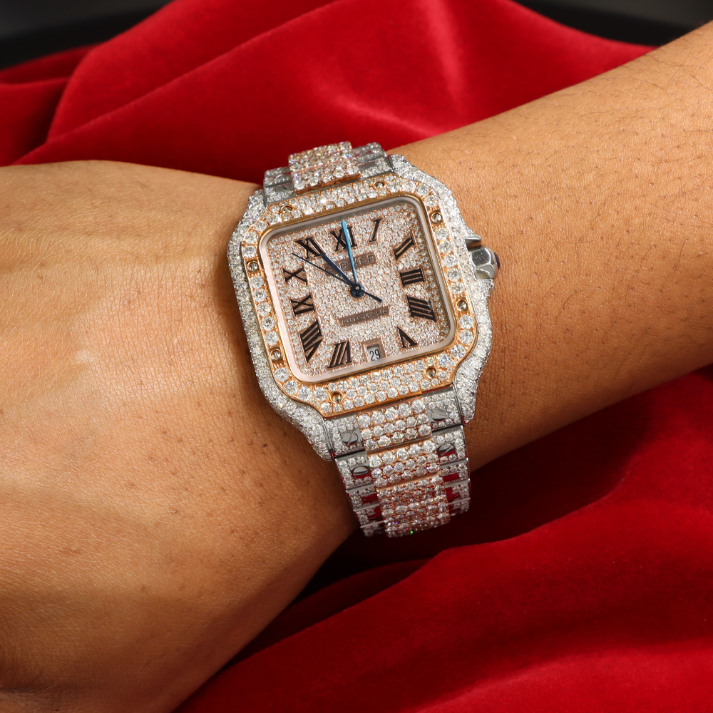 CARTIER SANTOS 40MM TWO TONE ROSE GOLD DIAMOND DIAL WITH 19.25 CT DIAMONDS