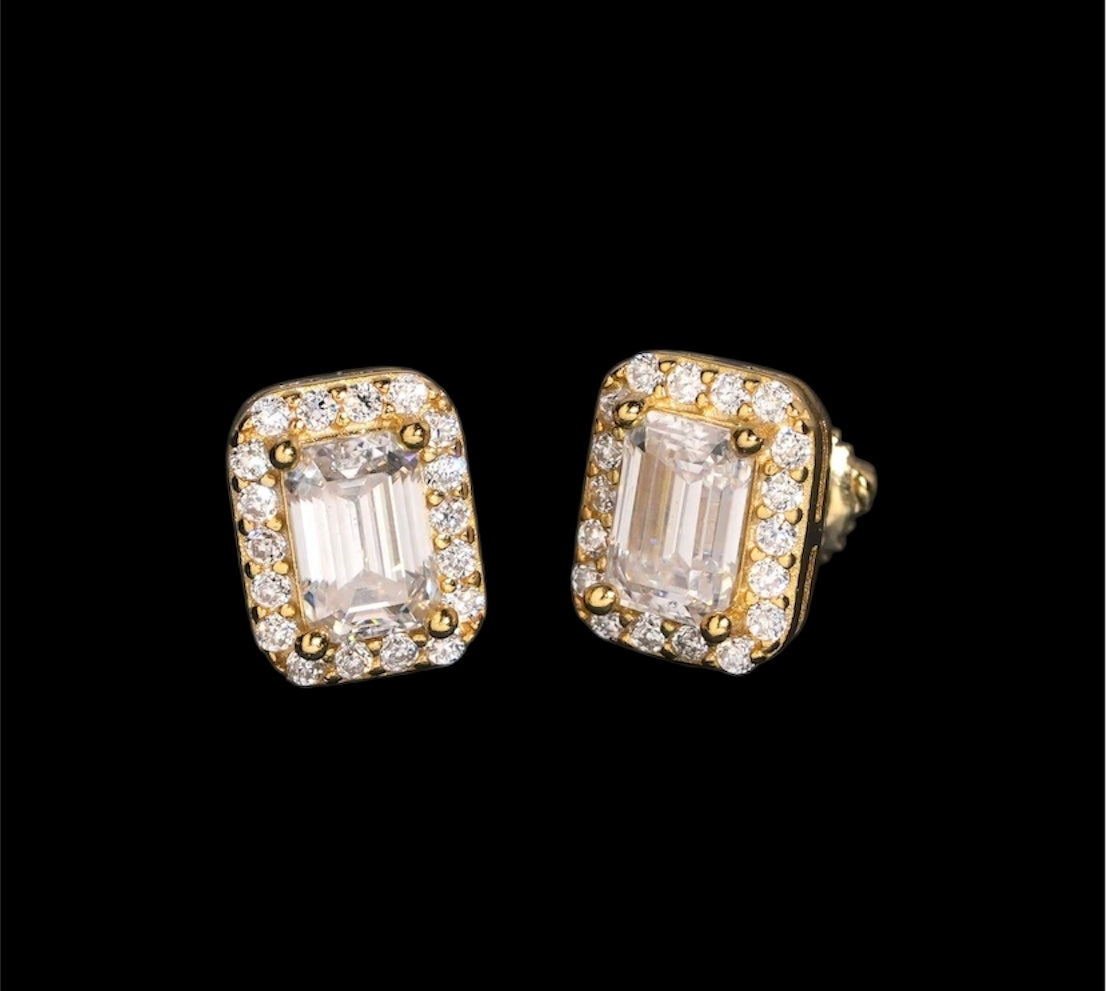 VVS SQUARE BAGUETTE/ROUND DIAMOND EARRINGS