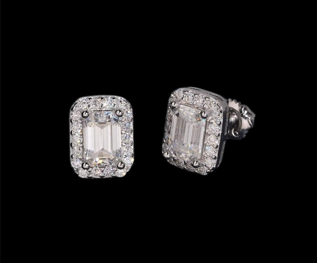 VVS SQUARE BAGUETTE/ROUND DIAMOND EARRINGS