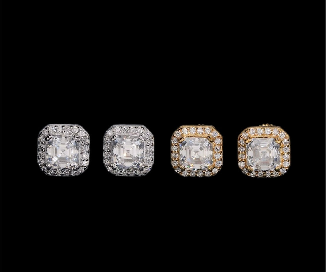 VVS SQUARE CLUSTER DIAMOND EARRINGS