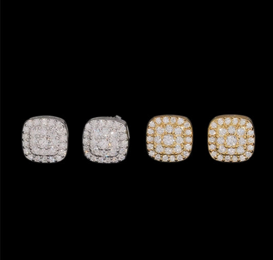 VVS SQUARE CLUSTER DIAMOND EARRINGS