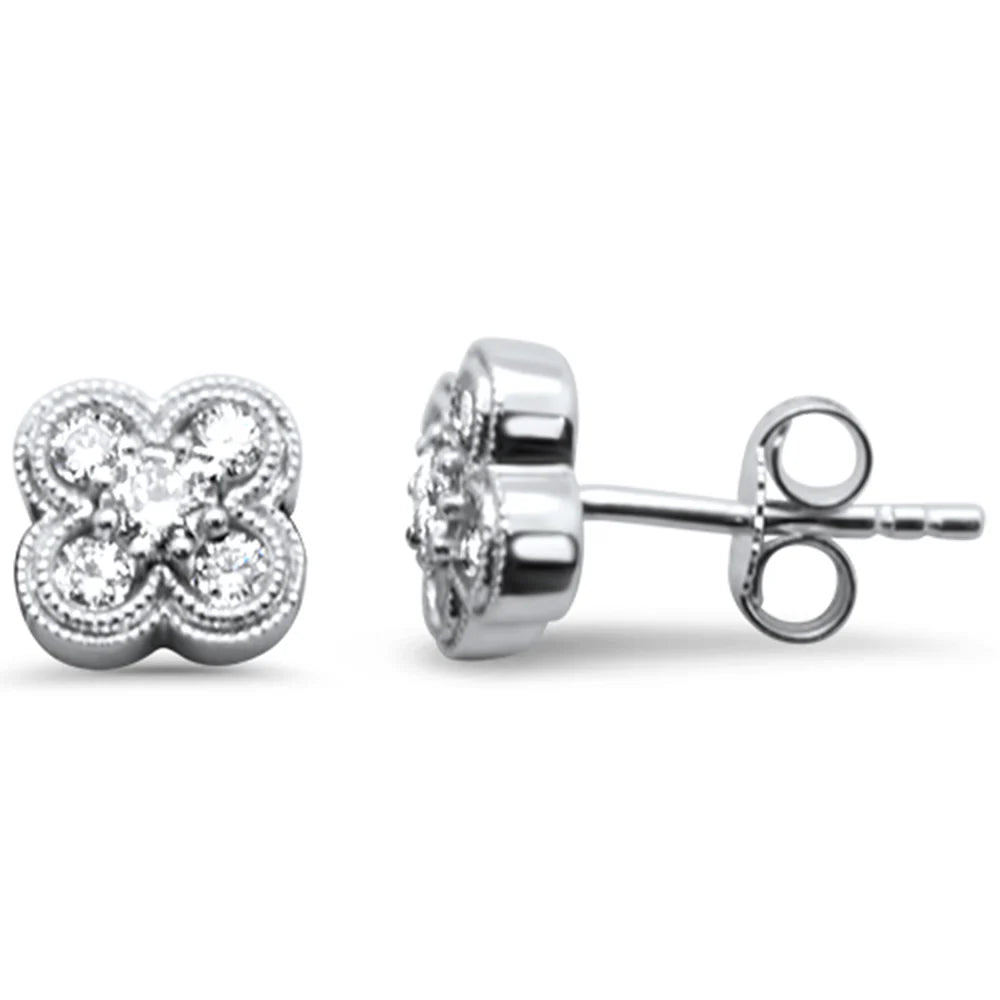 Diamond Clover 14K  Stud Earrings