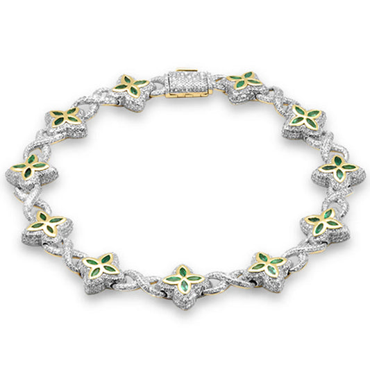 14k Diamond & Emerald Clover Infinity Bracelet