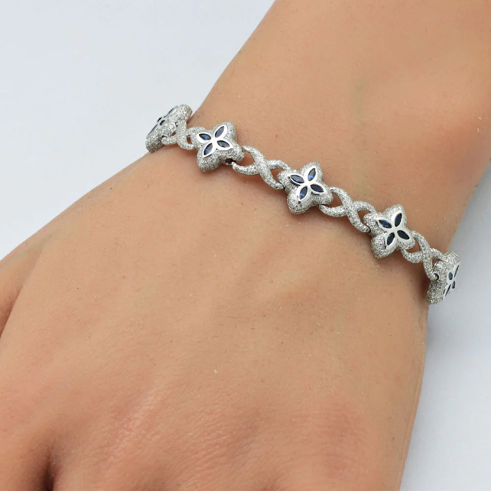 Diamond &  Sapphire Clover Infinity Bracelet