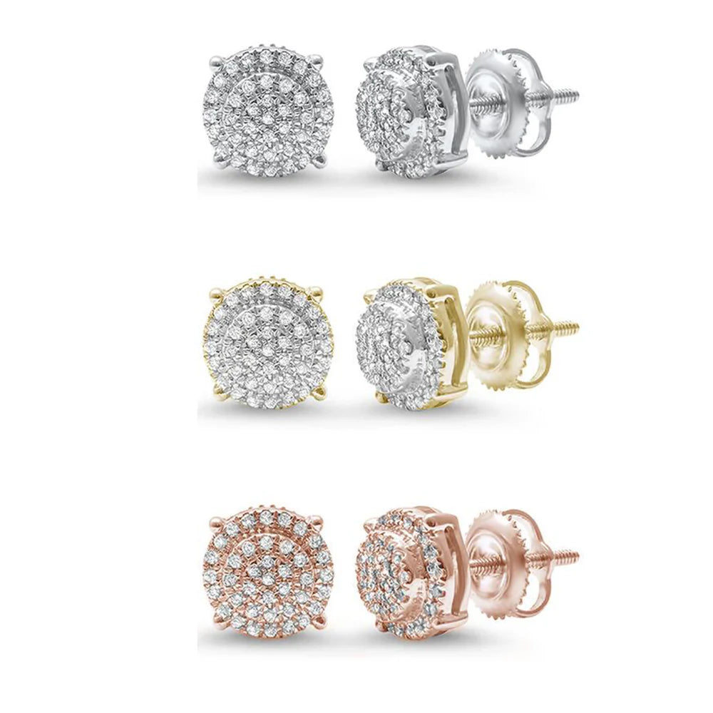 Round Diamond Cluster Stud Earrings