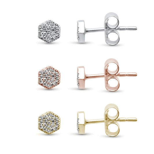 Gold Hexagon Diamond Stud Earrings