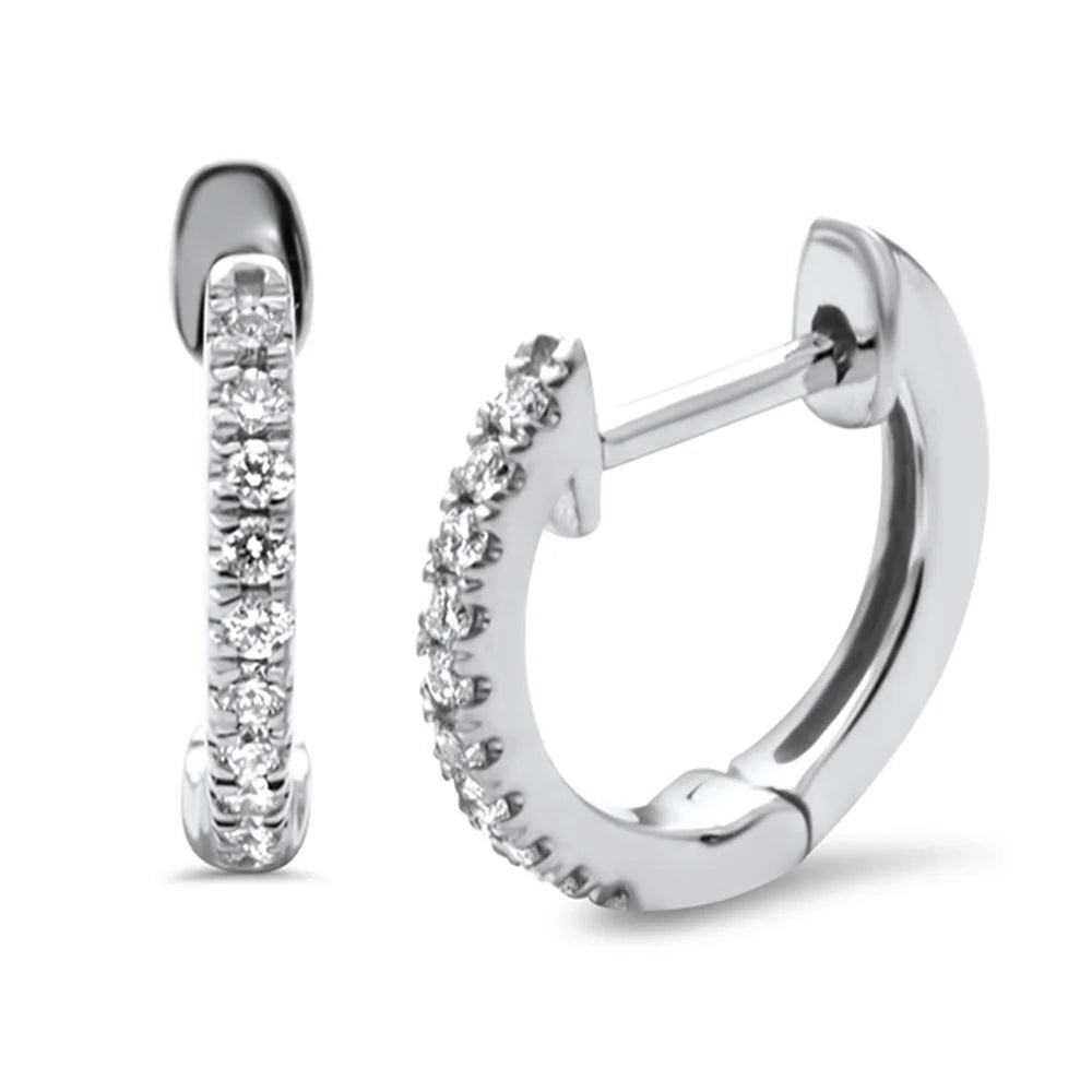 Diamond Hoop Huggie Earrings