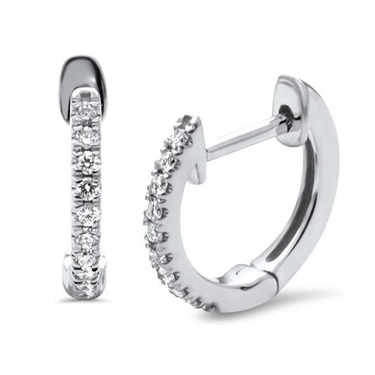 Diamond Hoop Huggie Earrings