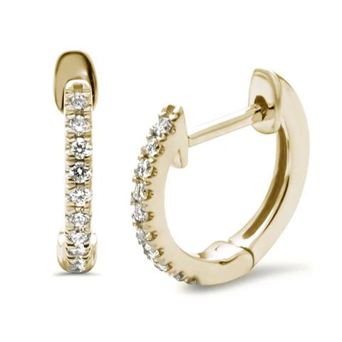 Diamond Hoop Huggie Earrings
