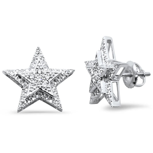 10K White Gold Diamond Star Earrings