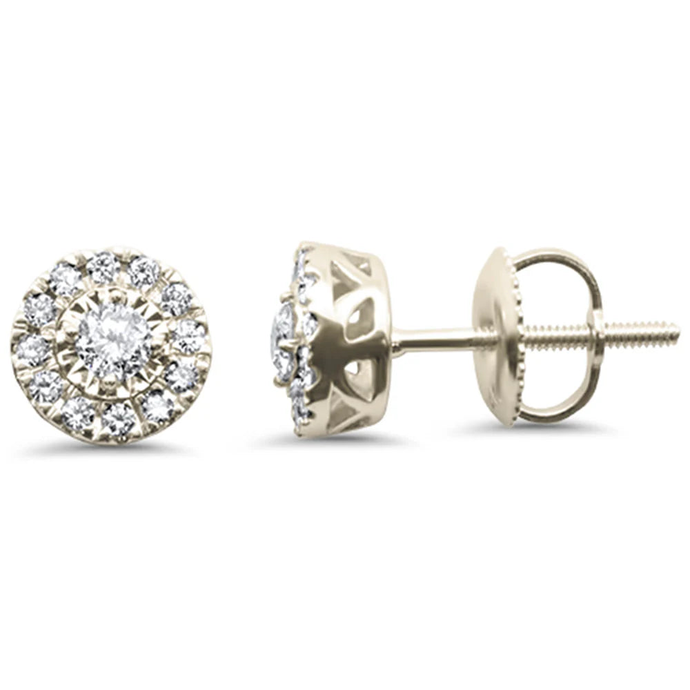 Gold Diamond Halo Earrings