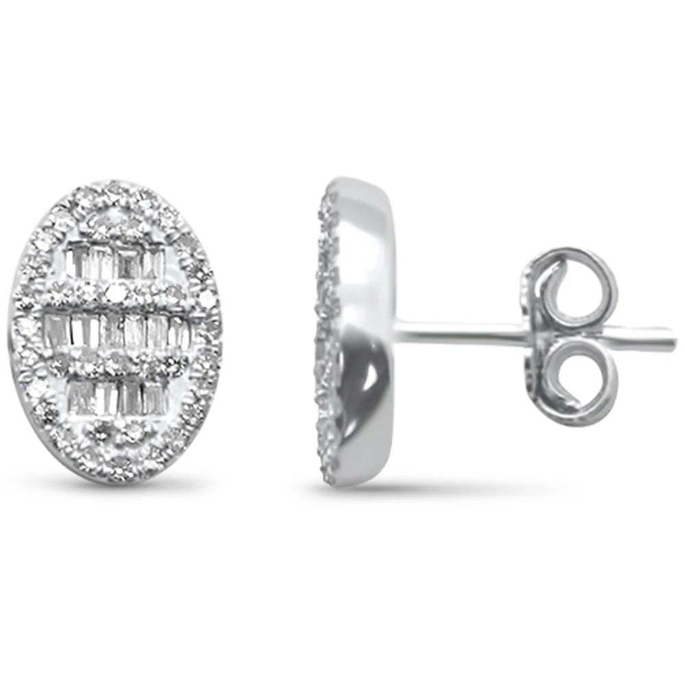 Diamond Oval Shaped Stud Earrings