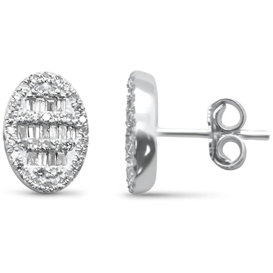 Diamond Oval Shaped Stud Earrings