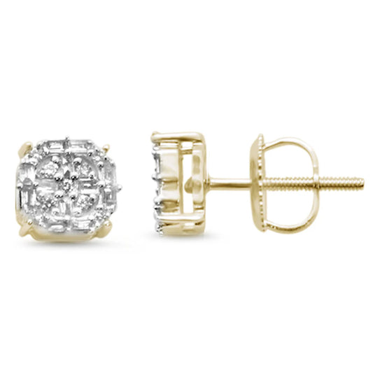 Diamond Square Shaped Earrings Screw Back