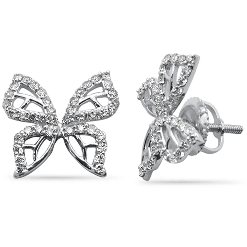 White Gold Diamond Butterfly Earrings