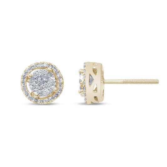 .25ct G SI 14KT Yellow Gold Diamond Round Fashion Earrings