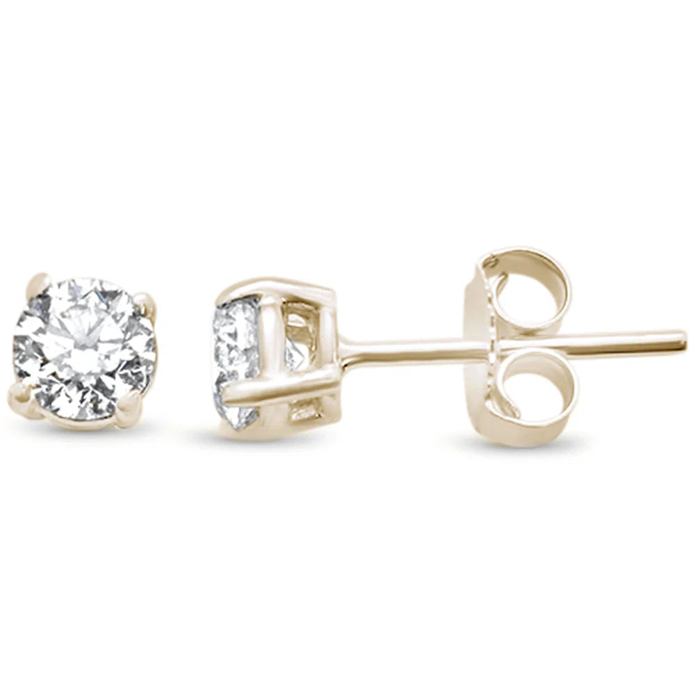 1.32ct G SI 14K Yellow Gold Diamond Solitaire Stud Earrings